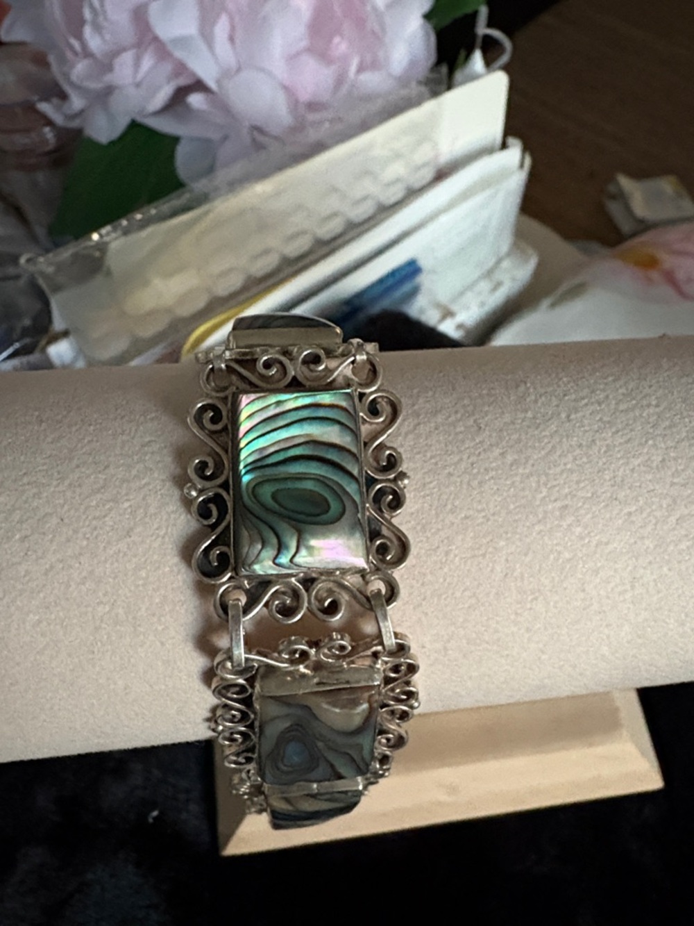 Abalone Shell Filigree Silver Bracelet  925 from Mexico $ Firm